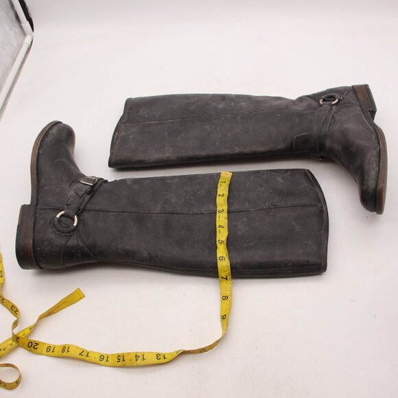 Frye Tall Harness Black Distressed Leather Women's Size 6 B Riding Boots - Picture 7 of 9